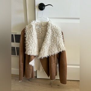 BB Dakota Brown and Cream Leather Jacket